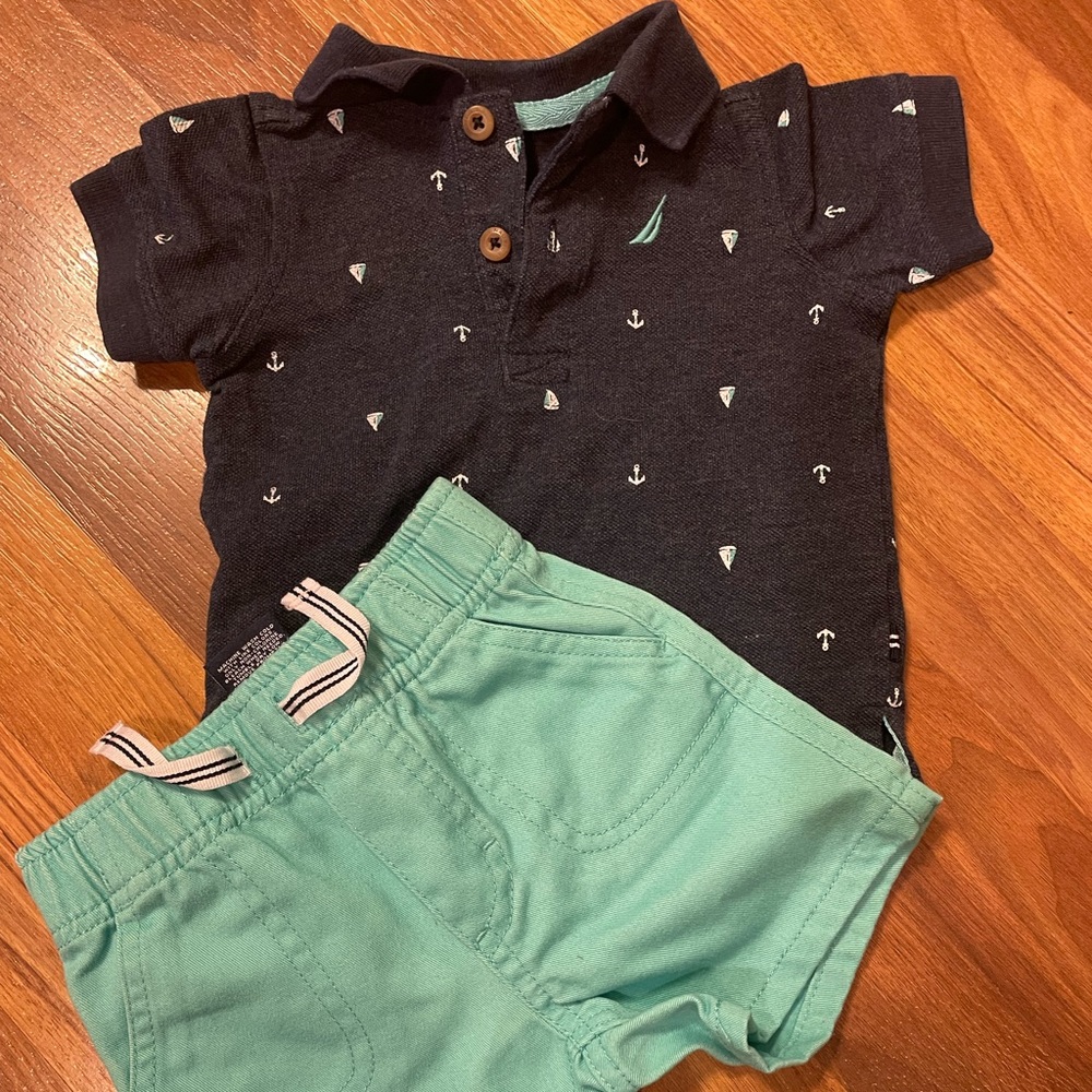 Boys Nautica polo with matching shorts